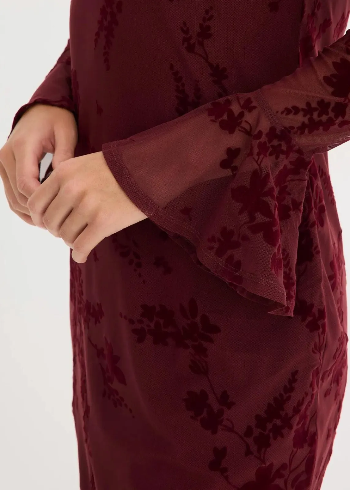 bonprix Kleider|Bekleidung·Pullover & Strickjacken^Minikleid mit Mesh bordeaux
