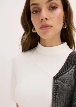 bonprix Bekleidung·Pullover & Strickjacken|Kleider^Minikleid mit Nieten wollweiß