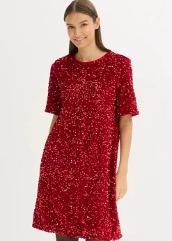 bonprix Kleider|Bekleidung·Pullover & Strickjacken^Minikleid mit Pailletten chillirot