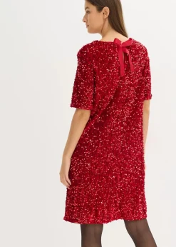 bonprix Kleider|Bekleidung·Pullover & Strickjacken^Minikleid mit Pailletten chillirot