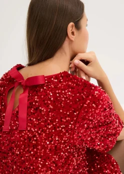 bonprix Kleider|Bekleidung·Pullover & Strickjacken^Minikleid mit Pailletten chillirot