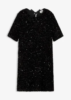bonprix Bekleidung·Pullover & Strickjacken|Kleider^Minikleid mit Pailletten schwarz