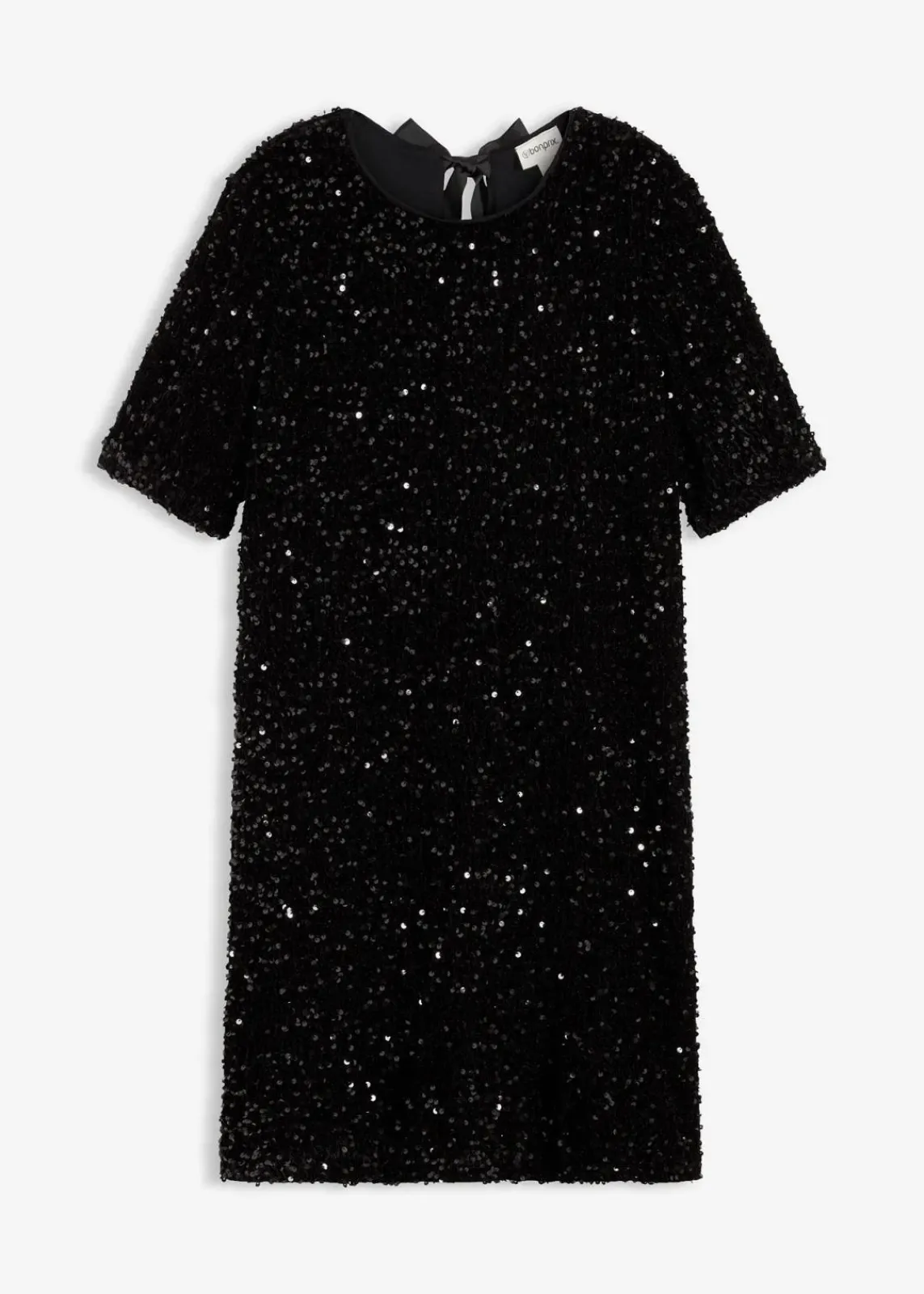 bonprix Bekleidung·Pullover & Strickjacken|Kleider^Minikleid mit Pailletten schwarz