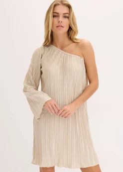 bonprix Kleider^Minikleid mit Plissee champagner
