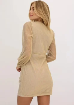 bonprix Bekleidung·Pullover & Strickjacken|Kleider^Minikleid mit Raffung metallic gold