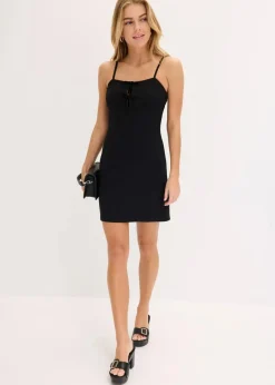 bonprix Kleider^Minikleid mit Samtschleifen schwarz