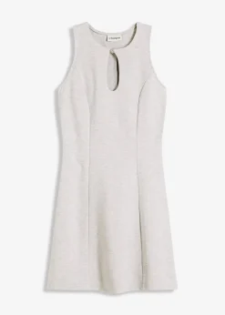 bonprix Kleider^Minikleid mit Schmuck-Knopf hellgrau meliert meliert