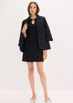 bonprix Kleider^Minikleid mit Schmuck-Knopf schwarz