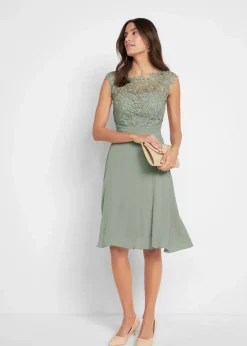 bonprix Kleider|Festliche Mode^Minikleid mit Spitze seegras