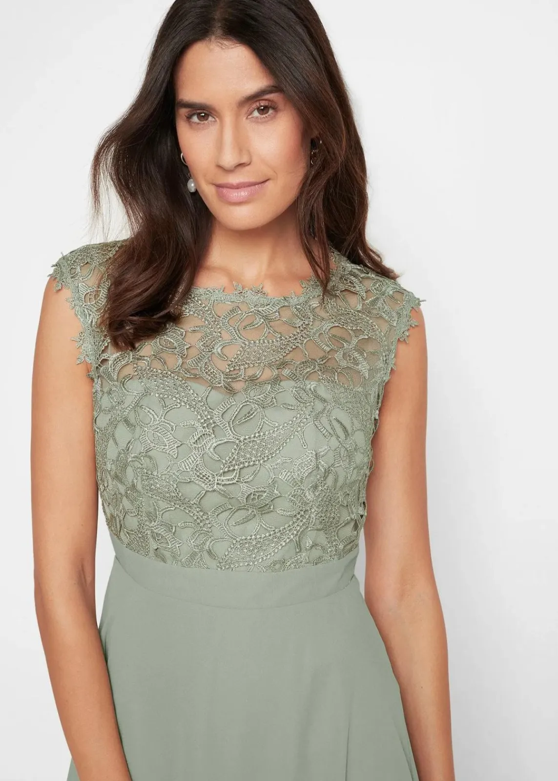 bonprix Kleider|Festliche Mode^Minikleid mit Spitze seegras