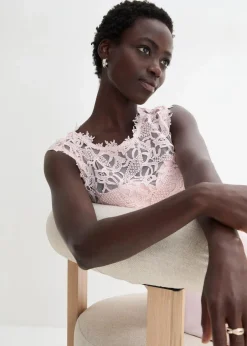 bonprix Kleider|Festliche Mode^Minikleid mit Spitze perlrosa