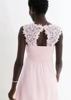 bonprix Kleider|Festliche Mode^Minikleid mit Spitze perlrosa