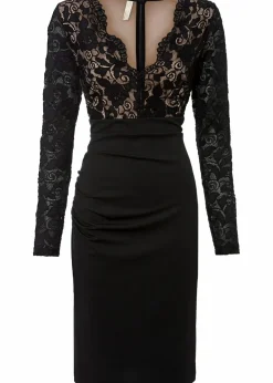 bonprix Kurzgrößen|Kurzgrößen^Minikleid mit Spitze schwarz