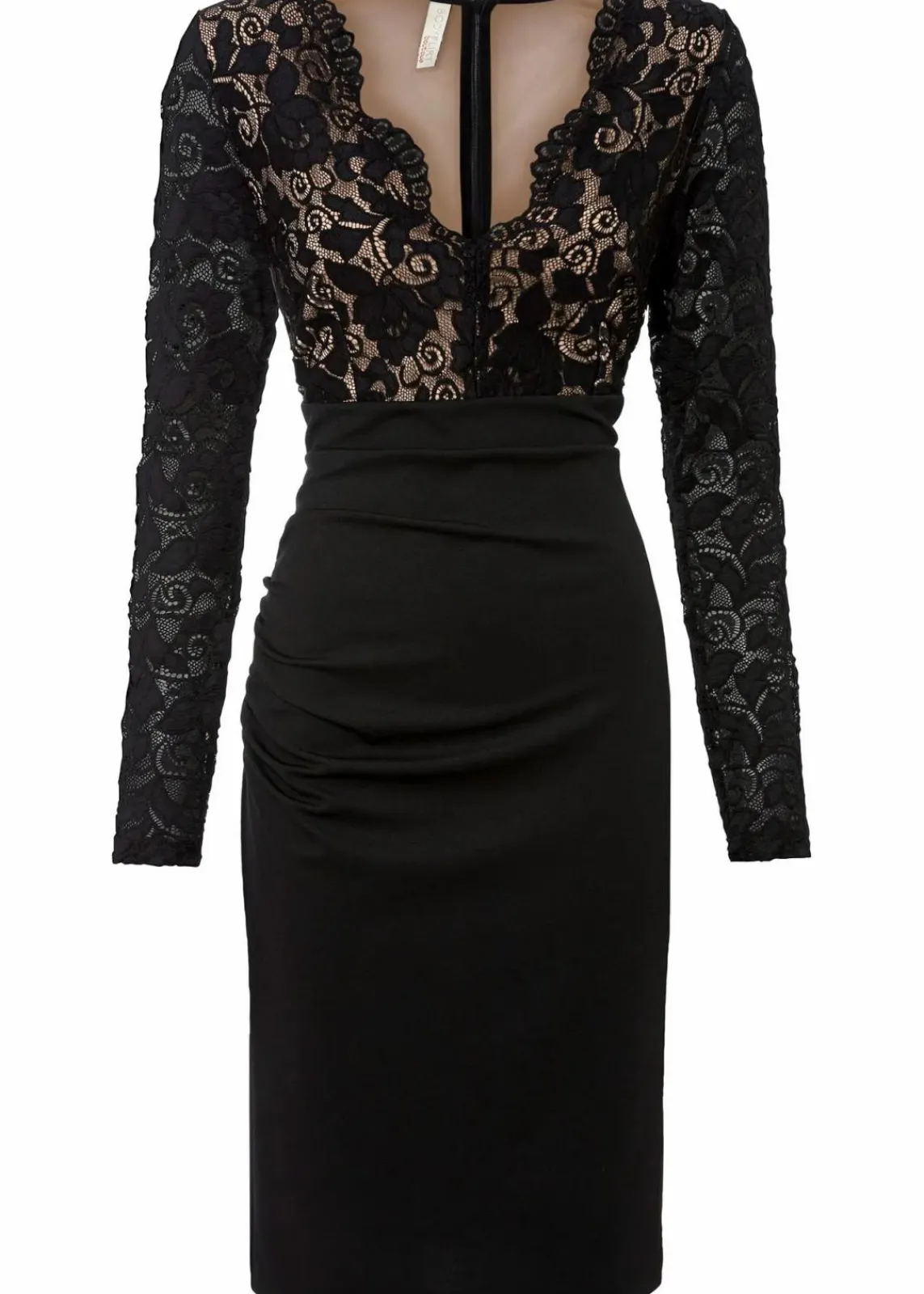 bonprix Kurzgrößen|Kurzgrößen^Minikleid mit Spitze schwarz