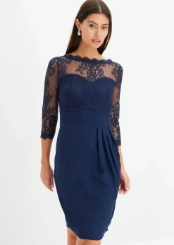 bonprix Festliche Mode|Kleider^Minikleid mit Spitze dunkelblau