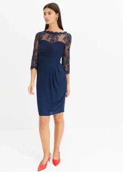bonprix Festliche Mode|Kleider^Minikleid mit Spitze dunkelblau