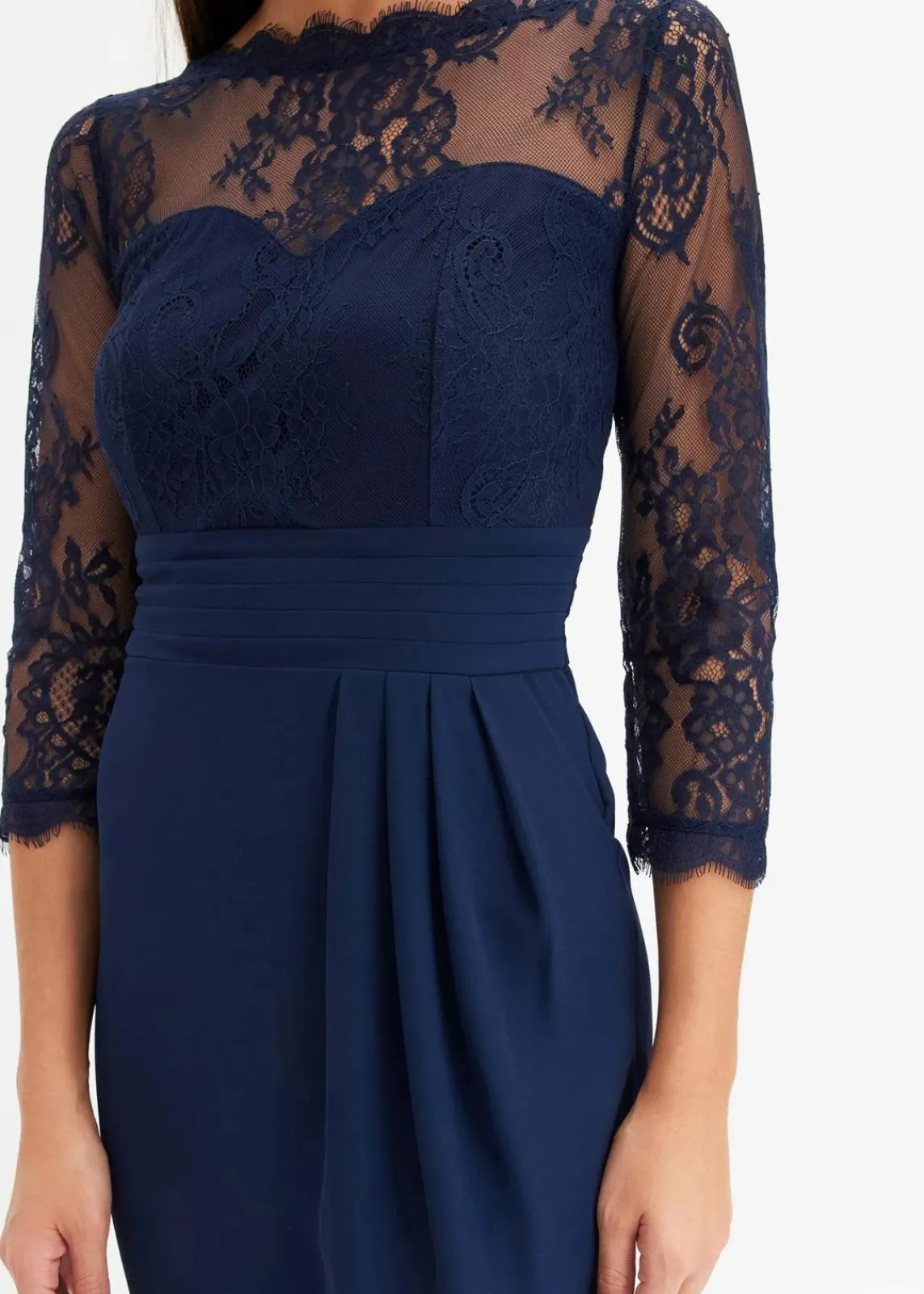 bonprix Festliche Mode|Kleider^Minikleid mit Spitze dunkelblau
