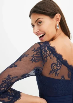 bonprix Festliche Mode|Kleider^Minikleid mit Spitze dunkelblau