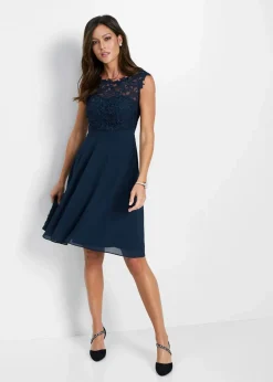 bonprix Bekleidung·Pullover & Strickjacken|Festliche Mode^Minikleid mit Spitze dunkelblau