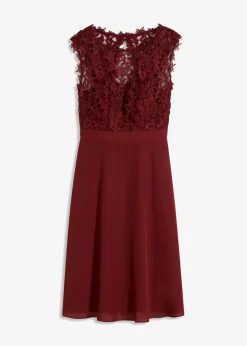 bonprix Kleider|Festliche Mode^Minikleid mit Spitze rubinrot