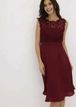 bonprix Kleider|Festliche Mode^Minikleid mit Spitze rubinrot