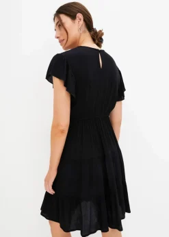 bonprix Bekleidung·Pullover & Strickjacken|Kleider^Minikleid mit Stickerei schwarz