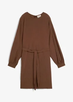 bonprix Kleider|Bekleidung·Pullover & Strickjacken^Minikleid mit Struktur aus Viskose-Mix braun