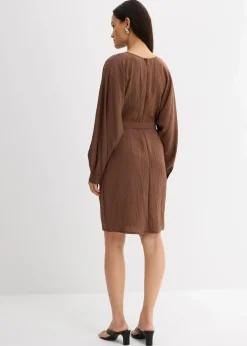 bonprix Kleider|Bekleidung·Pullover & Strickjacken^Minikleid mit Struktur aus Viskose-Mix braun