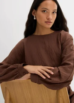 bonprix Kleider|Bekleidung·Pullover & Strickjacken^Minikleid mit Struktur aus Viskose-Mix braun