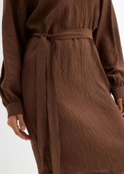 bonprix Kleider|Bekleidung·Pullover & Strickjacken^Minikleid mit Struktur aus Viskose-Mix braun