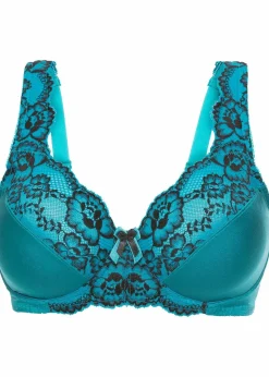 bonprix Wäsche·Dessous|Wäsche·Große Cups D-H^Minimizer BH mit Bügel und Spitze petrolgrün/schwarz