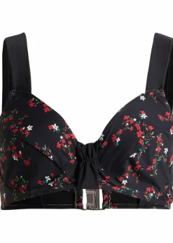 bonprix Nachhaltigere Materialien|Mix & Match^Minimizer Bikini Oberteil schwarz/himbeere geblümt