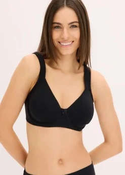 bonprix Wäsche·Basics|Wäsche·Baumwollunterwäsche^Minimizer T-Shirt BH mit Bügel mit Bio-Baumwolle (2er Pack) schwarz + weiß