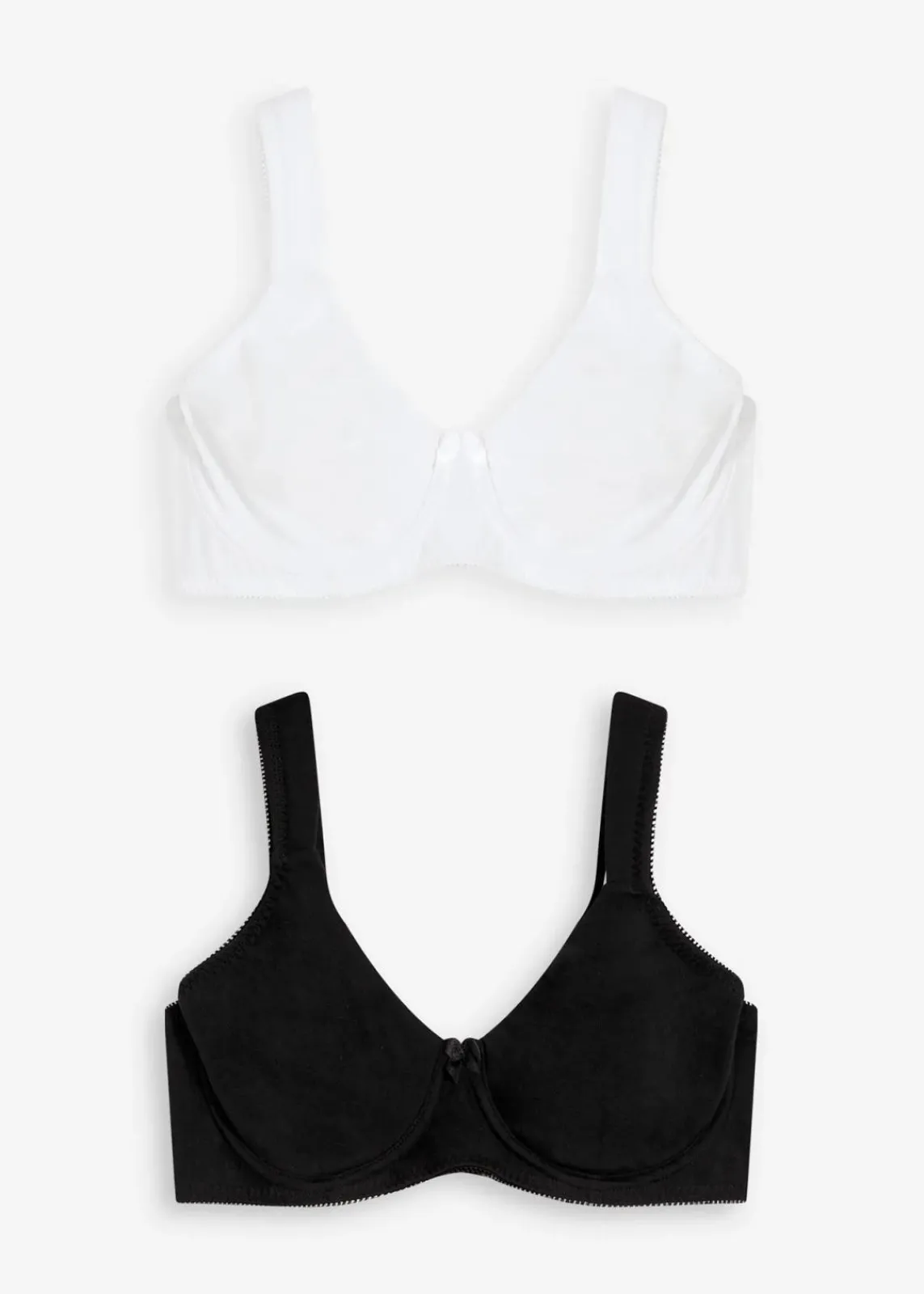 bonprix Wäsche·Basics|Wäsche·Baumwollunterwäsche^Minimizer T-Shirt BH mit Bügel mit Bio-Baumwolle (2er Pack) schwarz + weiß