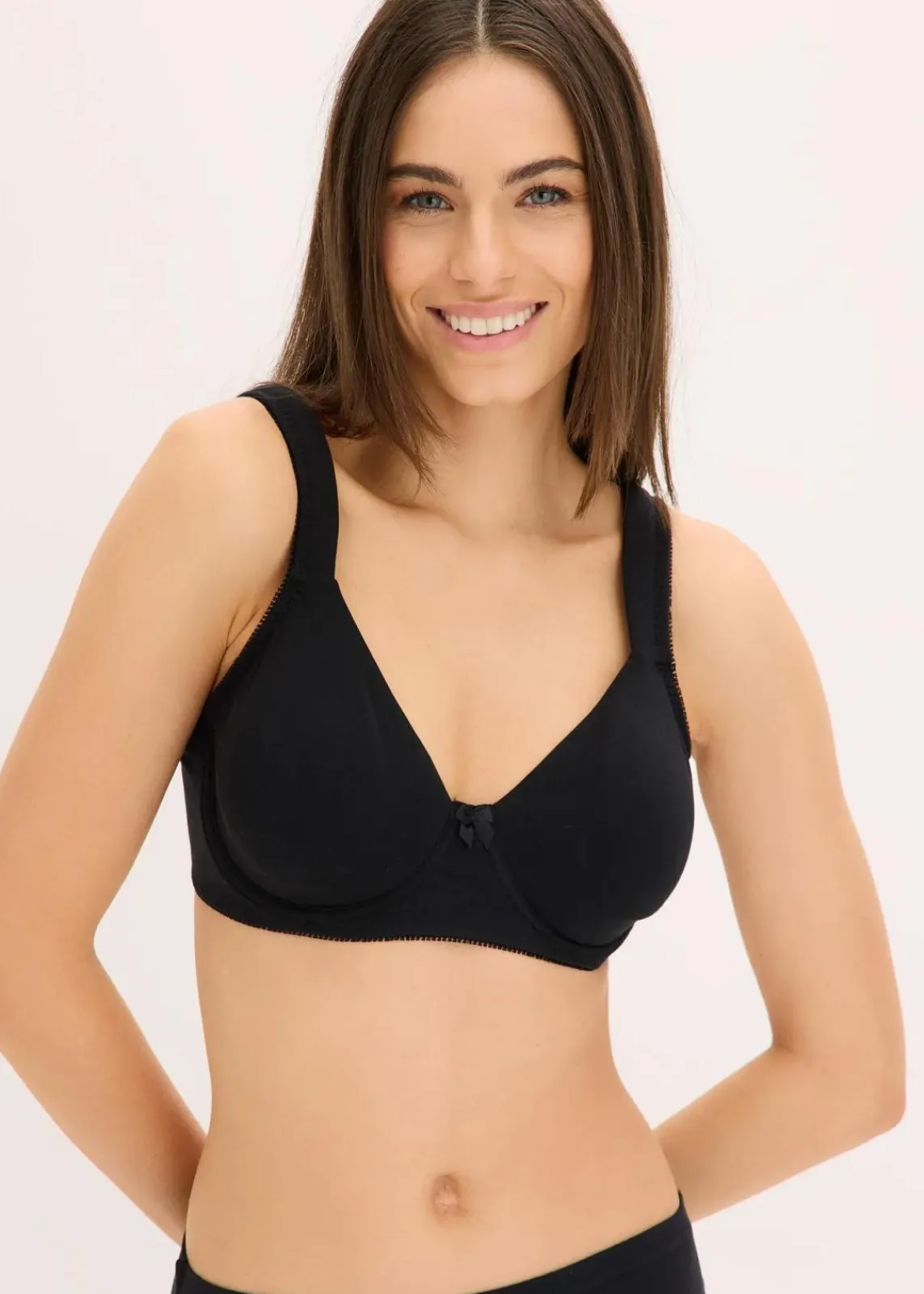 bonprix Wäsche·Basics|Wäsche·Baumwollunterwäsche^Minimizer T-Shirt BH mit Bügel mit Bio-Baumwolle (2er Pack) schwarz + weiß