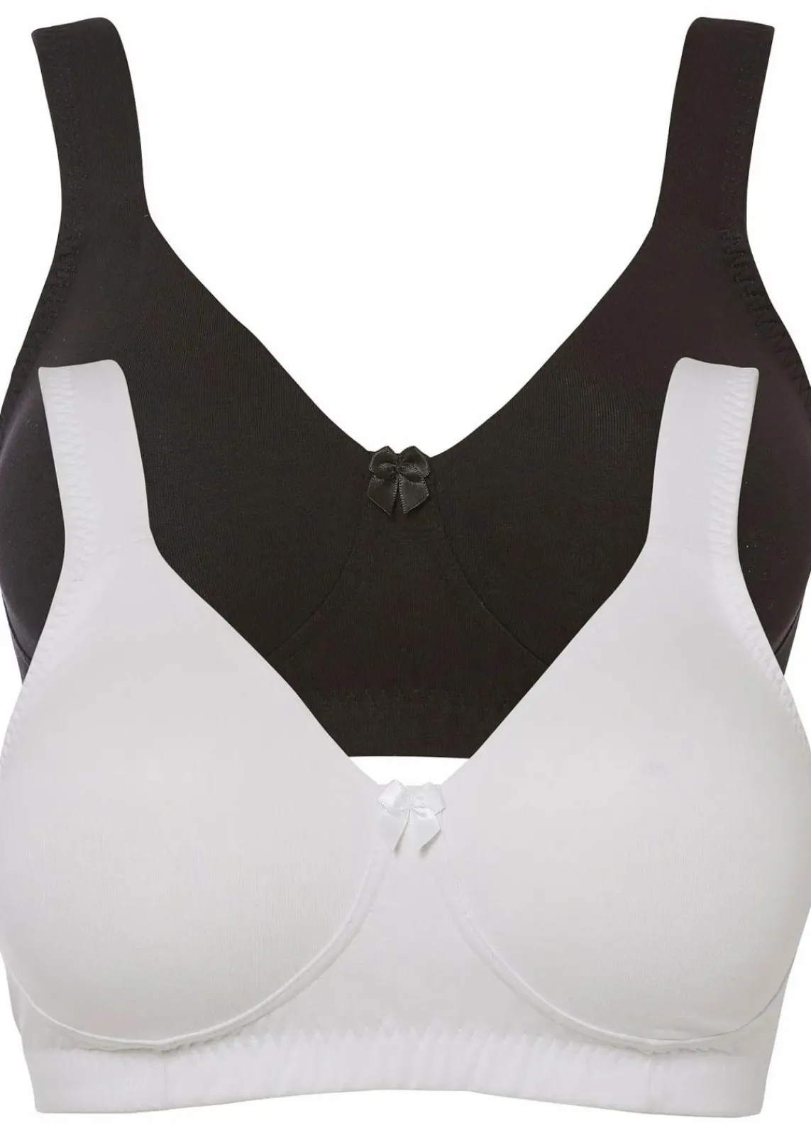 bonprix Große Cups D-H|Bhs^Minimizer T-Shirt BH ohne Bügel mit Bio-Baumwolle (2er Pack) schwarz + weiß