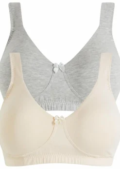 bonprix Große Cups D-H|Bhs^Minimizer T-Shirt BH ohne Bügel mit Bio-Baumwolle (2er Pack) sandbeige + hellgrau meliert