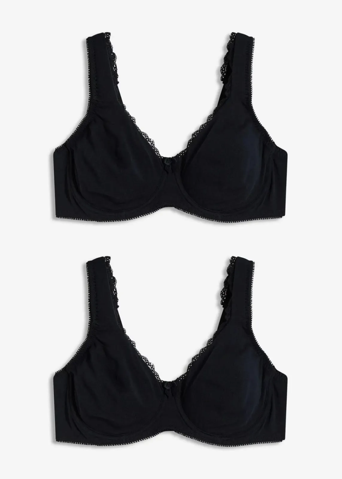 bonprix Große Cups D-H|Nachhaltigere Materialien^Minimizer T-Shirt-BH mit Bügel mit Bio-Baumwolle (2er Pack) 2x schwarz