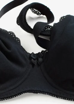 bonprix Große Cups D-H|Nachhaltigere Materialien^Minimizer T-Shirt-BH mit Bügel mit Bio-Baumwolle (2er Pack) 2x schwarz