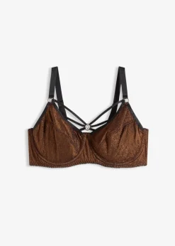 bonprix Wäsche·Große Cups D-H|Wäsche·Bhs^Minimizer-BH aus glitzerndem Material schwarz/metallic kupfer