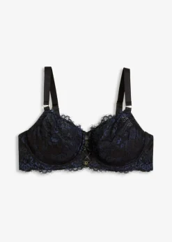 bonprix Wäsche·Dessous|Wäsche·Große Cups D-H^Minimizer-BH aus zarter Spitze schwarz/dunkelblau