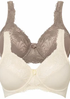 bonprix Große Cups D-H|Bhs^Minimizer-BH mit gepolsterten Trägern (2er Pack) creme+taupe
