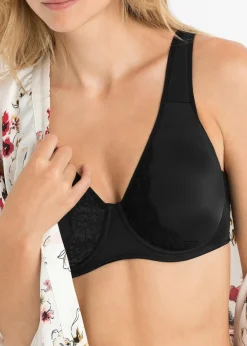 bonprix Wäsche·Große Cups D-H|Wäsche·Bhs^Minimizer-BH mit gepolsterten Trägern schwarz