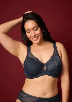 bonprix Große Cups D-H|Nachhaltigere Materialien^Minimizer-BH mit gepolsterten Trägern intensivblau