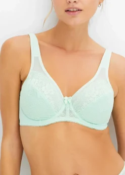 bonprix Große Cups D-H|Nachhaltigere Materialien^Minimizer-BH mit gepolsterten Trägern (2er Pack) hellminze+tulpenflieder