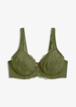 bonprix Wäsche·Dessous|Wäsche·Große Cups D-H^Minimizer-BH mit gepolsterten Trägern dunkelkhaki
