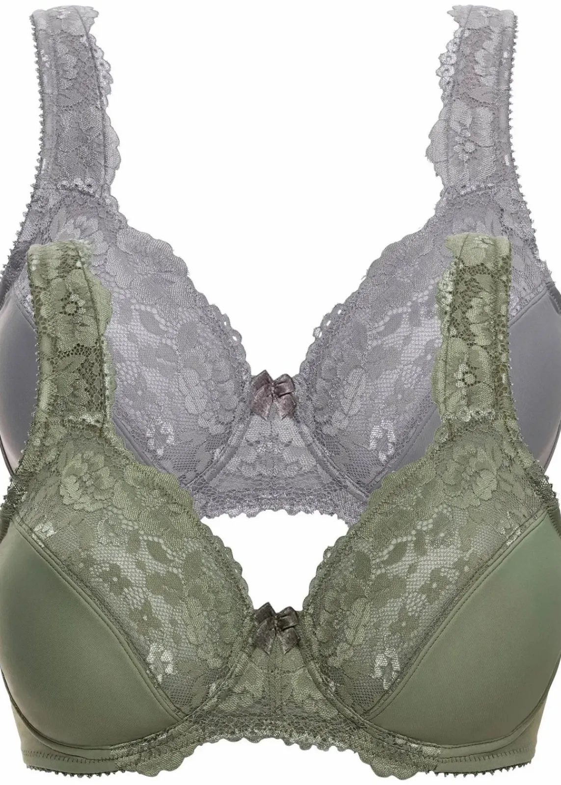bonprix Große Cups D-H|Bhs^Minimizer-BH mit gepolsterten Trägern (2er Pack) oliv+grau