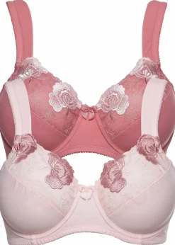 bonprix Große Cups D-H|Nachhaltigere Materialien^Minimizer-BH mit gepolsterten Trägern (2er Pack) rauchrose+zartrosa geblümt