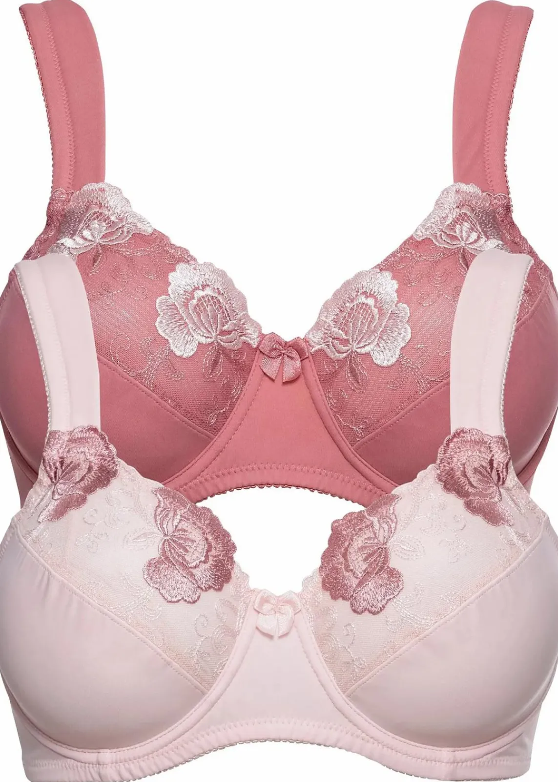 bonprix Große Cups D-H|Nachhaltigere Materialien^Minimizer-BH mit gepolsterten Trägern (2er Pack) rauchrose+zartrosa geblümt