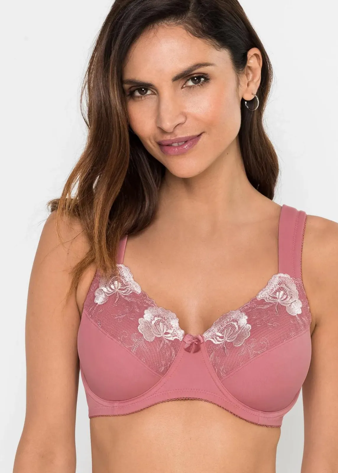 bonprix Große Cups D-H|Nachhaltigere Materialien^Minimizer-BH mit gepolsterten Trägern (2er Pack) rauchrose+zartrosa geblümt